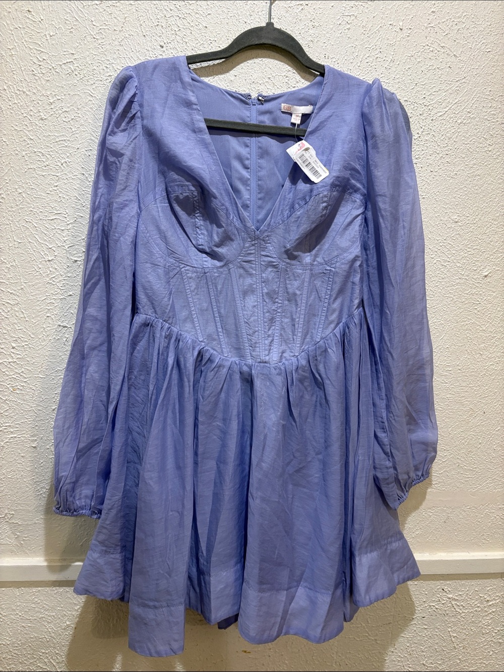 Gianni Bini Lavender Blue Long Sleeve Fit-and-Flare Dress